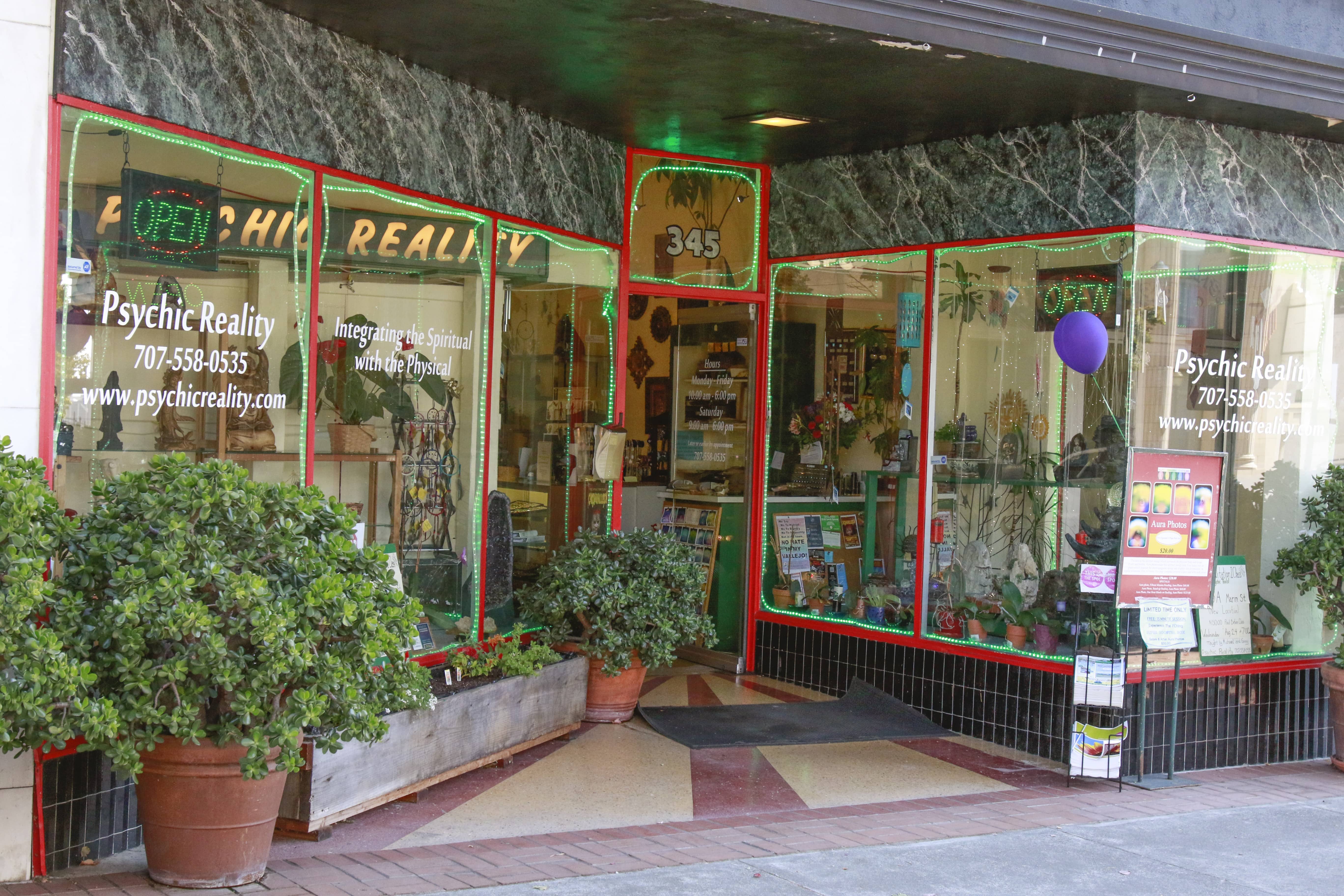 Store front of Psychic Reality, 345 Georgia St. Vallejo, CA 94590
